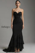black-sweetheart-ruched-mermaid-ruffled-long-formal-dress