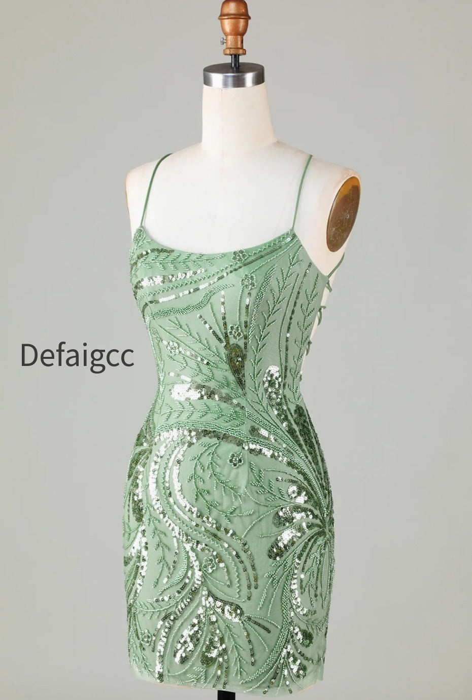 green-spaghetti-straps-tight-glitter-homecoming-dress-with-beaded