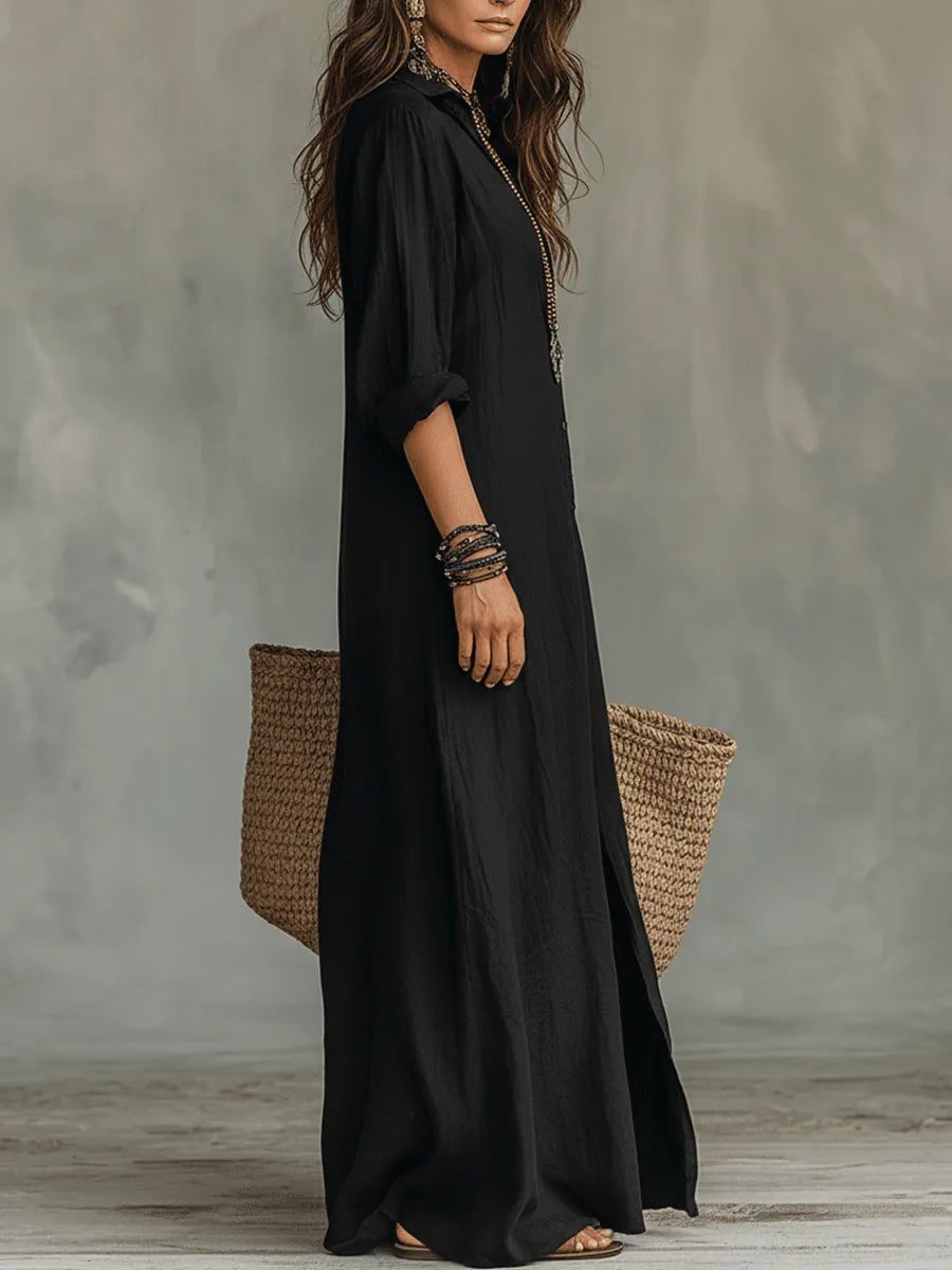 black-button-front-bohemian-shirt-maxi-dress-qwvg
