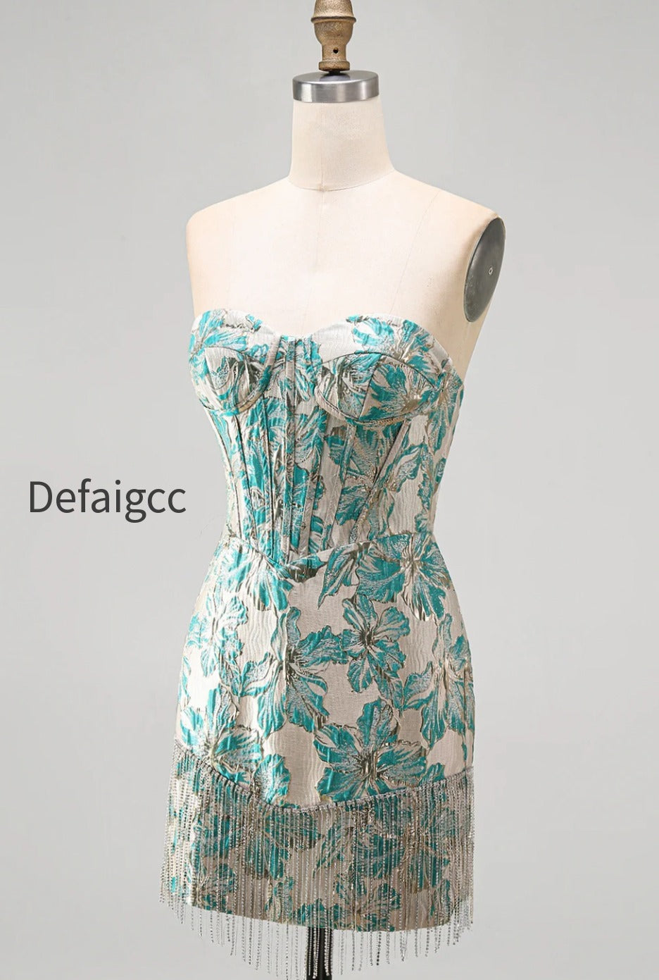 champagne-jacquard-tight-short-corset-homecoming-dress-with-fringes