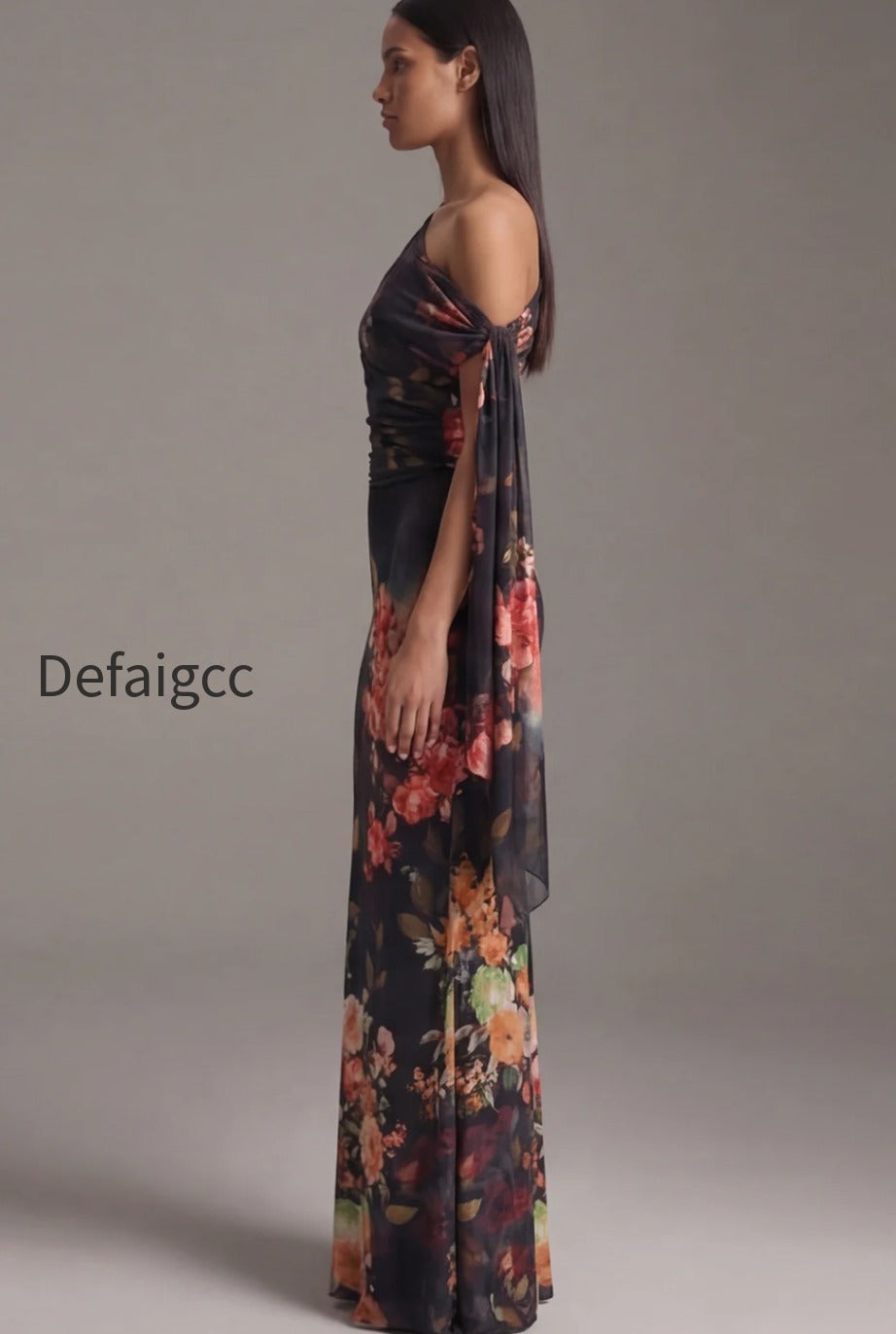 floral-ruched-maxi-black-mermaid-beach-wedding-guest-dress