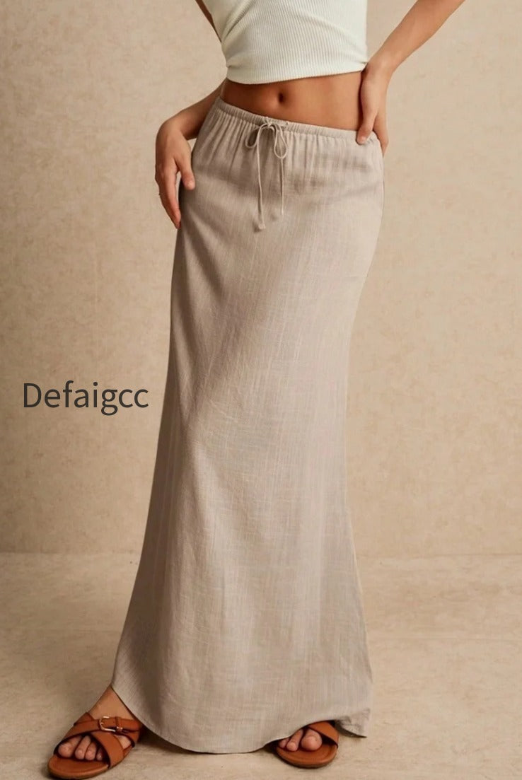 solid-drawstring-maxi-skirt