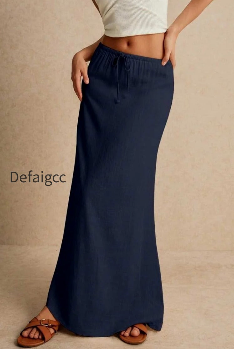 solid-drawstring-maxi-skirt