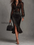 long-sleeve-lace-shirt-high-slit-satin-mermaid-midi-skirt-two-piece-set