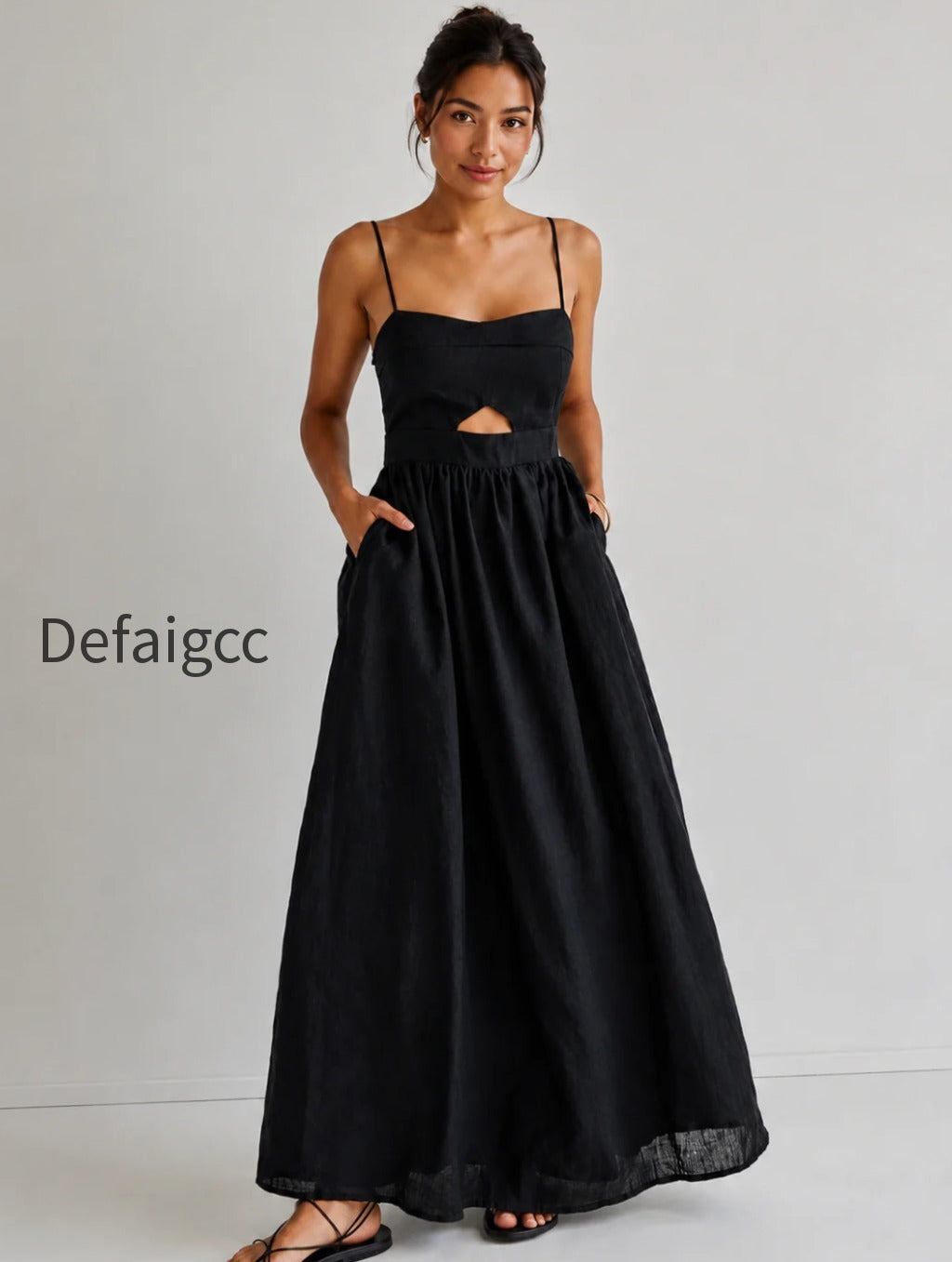 cotton-sleeveless-pockets-cutout-long-dress