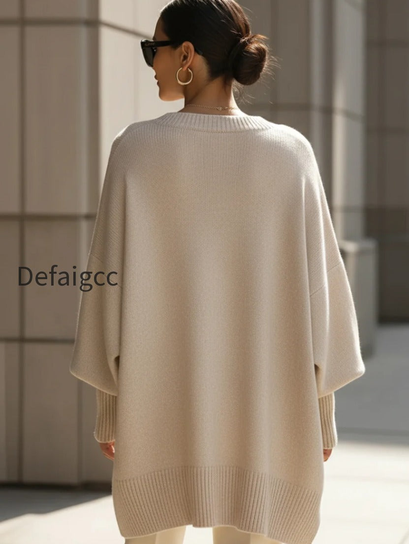 oversized-beige-knit-poncho-sweater