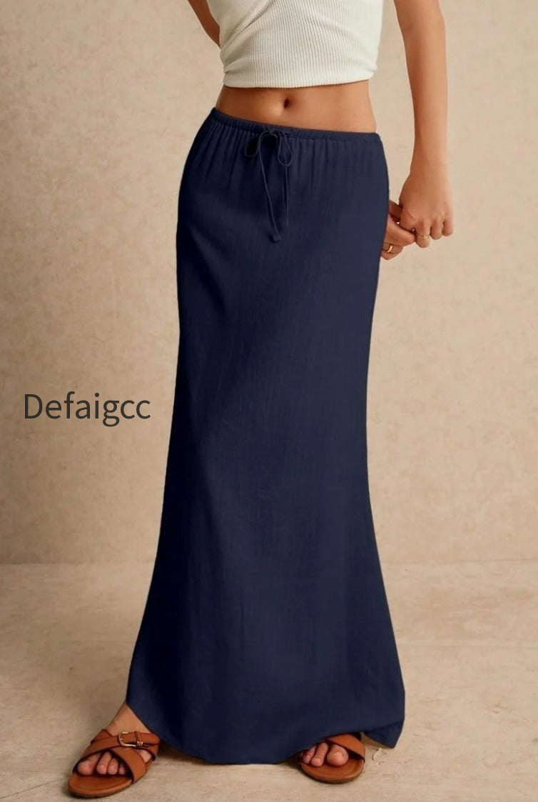 solid-drawstring-maxi-skirt