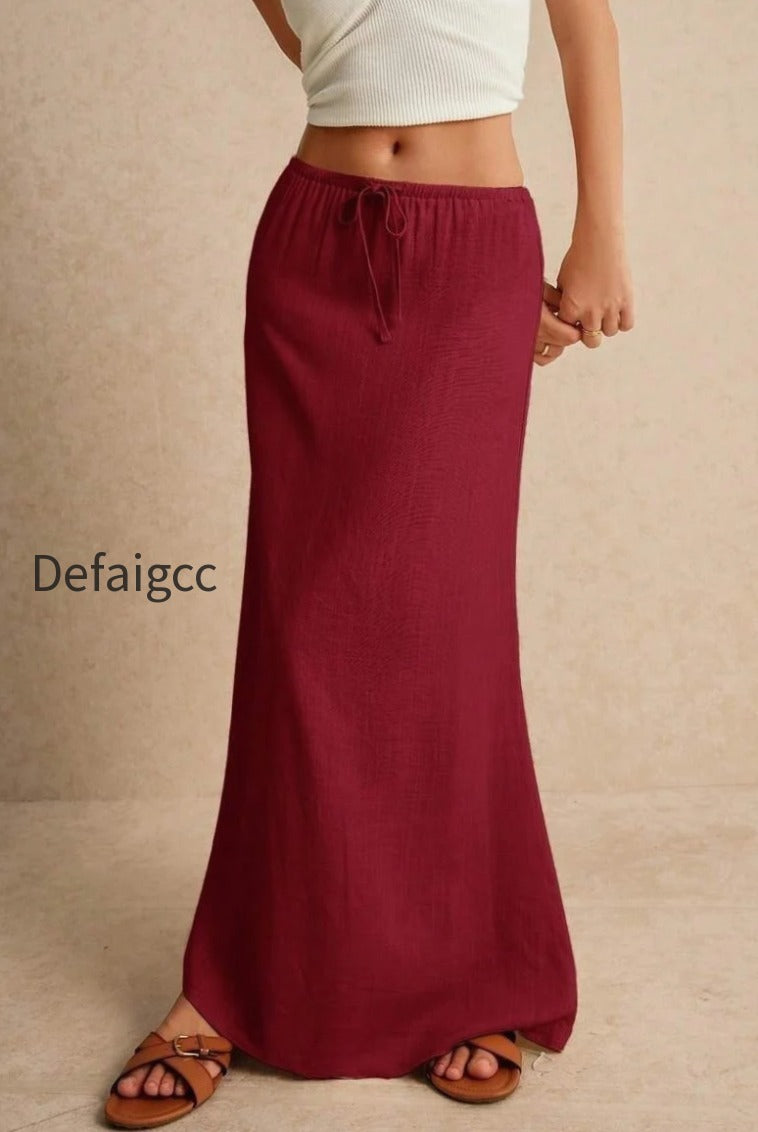 solid-drawstring-maxi-skirt