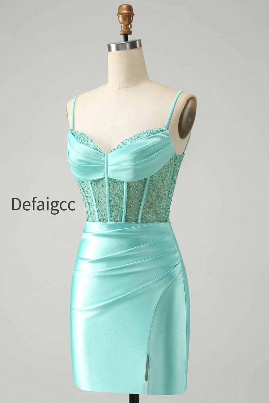 golden-spaghetti-straps-bodycon-corset-satin-homecoming-dress-with-slit
