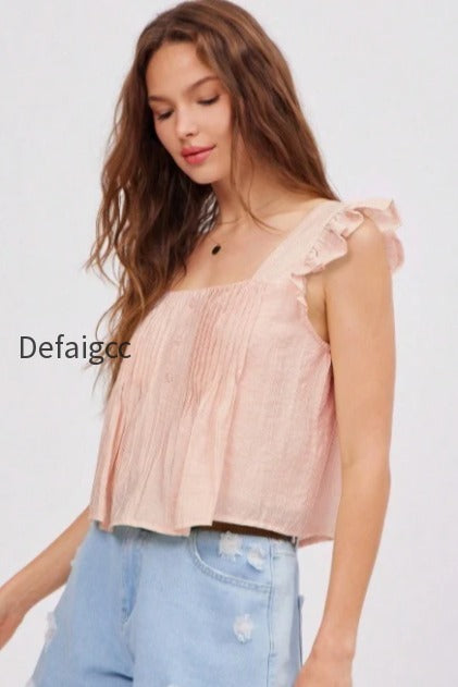 ruched-flutter-sleeve-loose-blouse