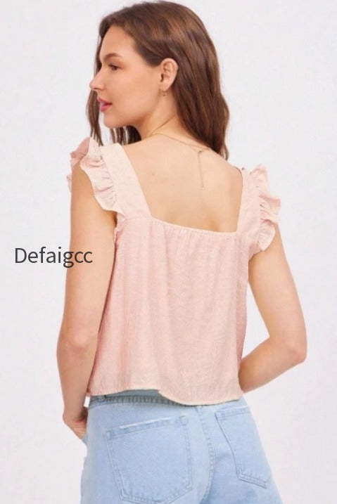 ruched-flutter-sleeve-loose-blouse