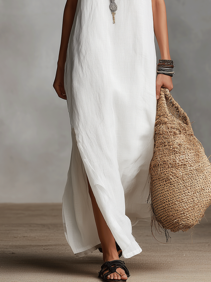 chic-white-sleeveless-v-neck-maxi-dress