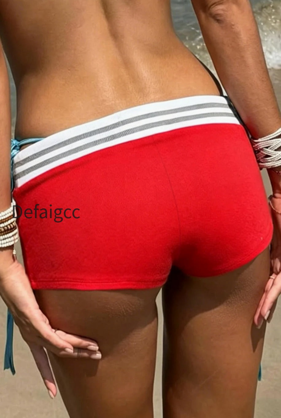 contrast-stripe-letter-bodycon-shorts