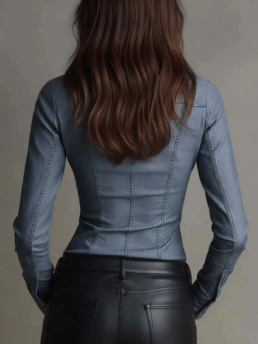 pure-cotton-denim-fitted-shirt-with-ruched-waist-o4mt