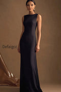 simple-black-satin-boat-neck-long-sheath-evening-dress