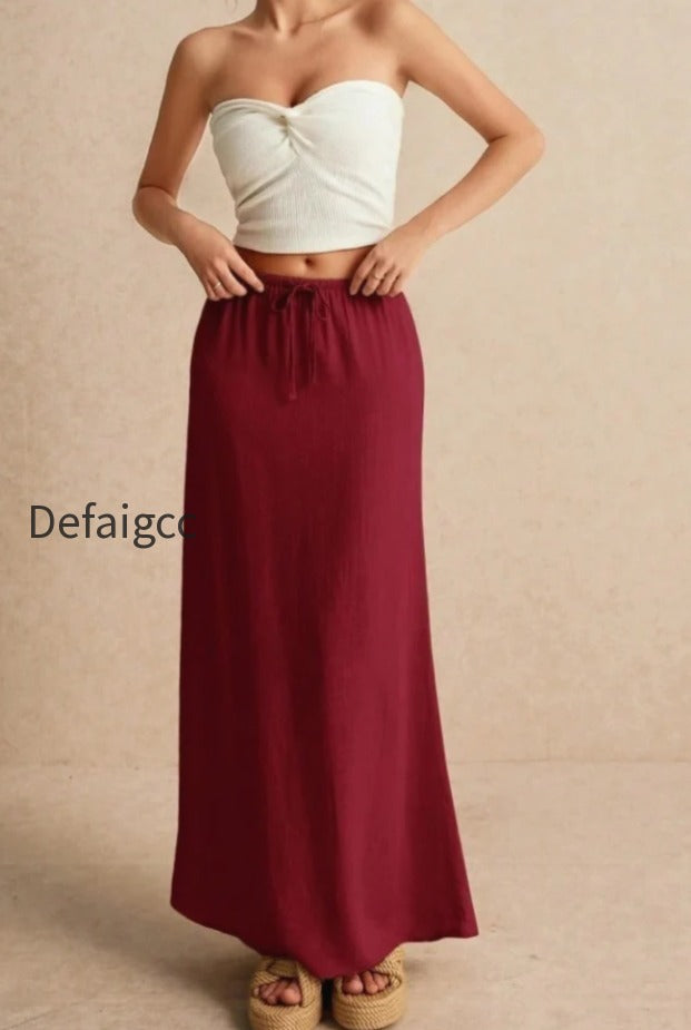 solid-drawstring-maxi-skirt