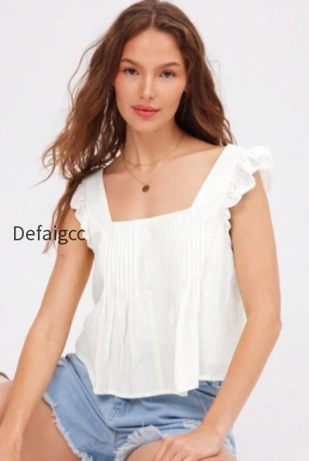 ruched-flutter-sleeve-loose-blouse