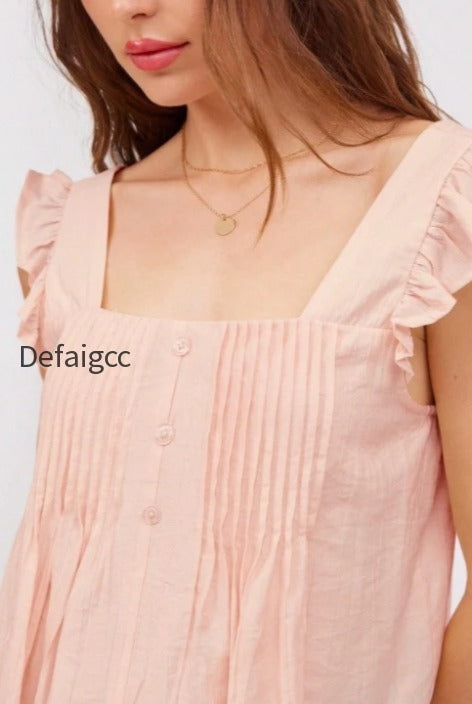 ruched-flutter-sleeve-loose-blouse