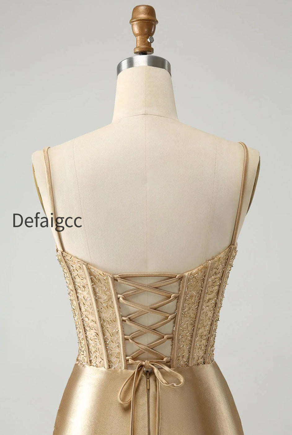 golden-spaghetti-straps-bodycon-corset-satin-homecoming-dress-with-slit
