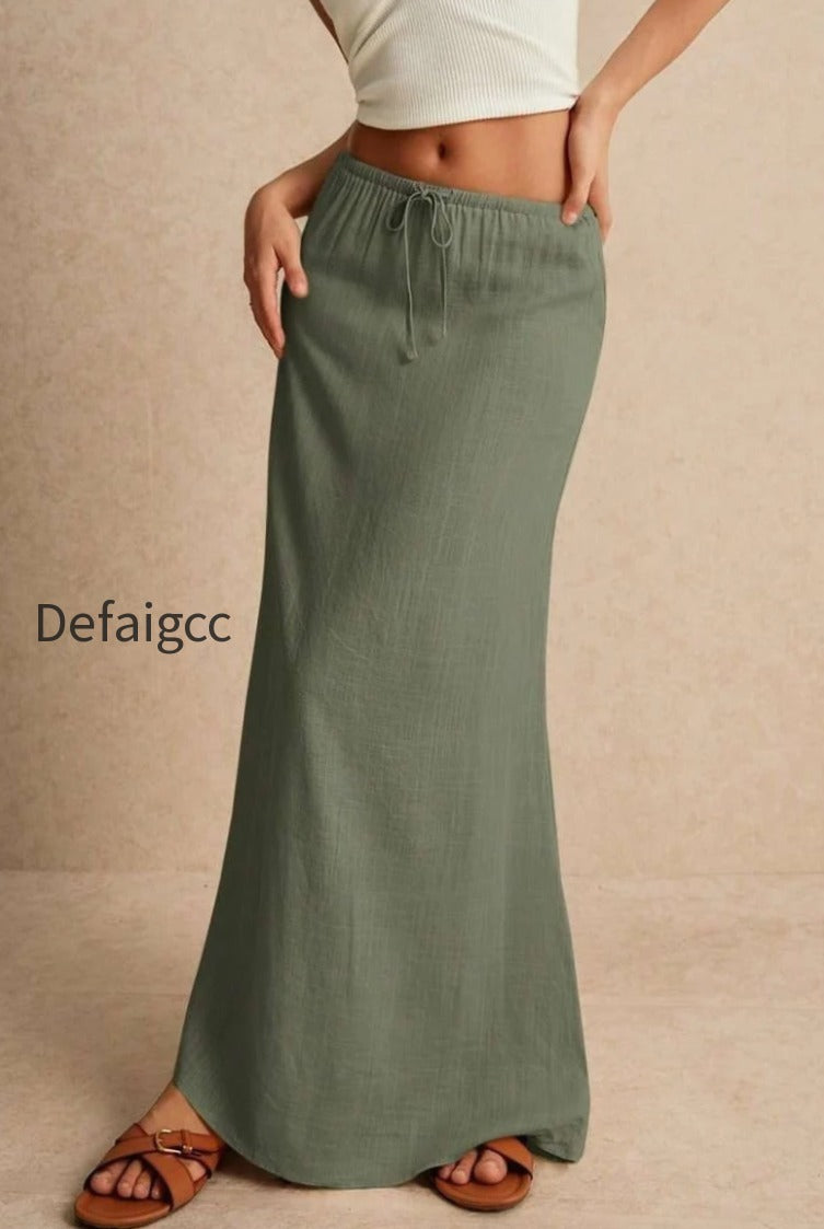 solid-drawstring-maxi-skirt