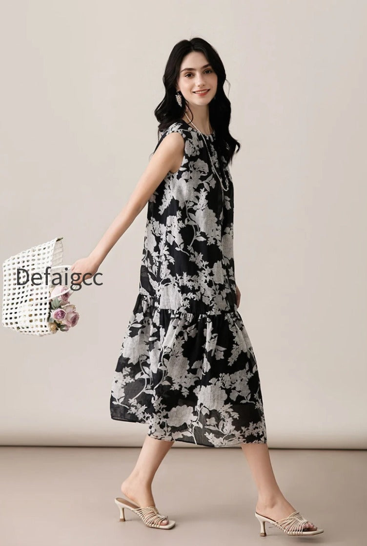 ramie-floral-tiered-sleeveless-trapeze-midi-dress