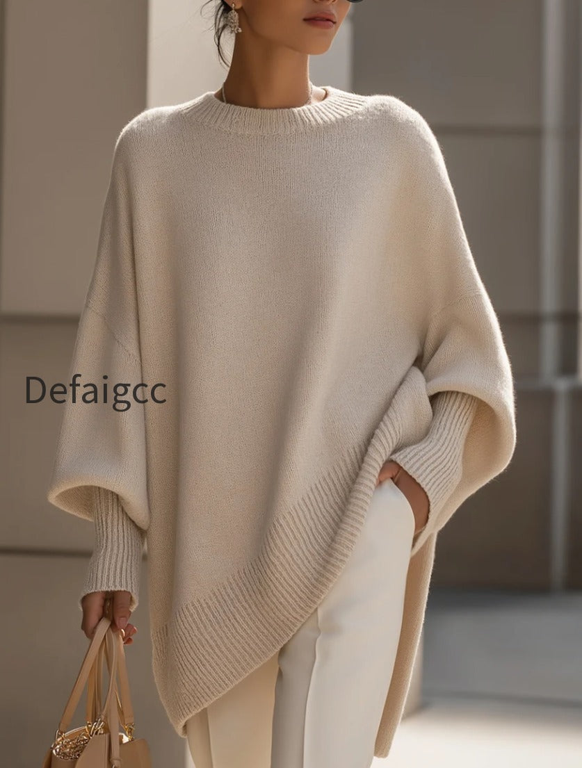 oversized-beige-knit-poncho-sweater