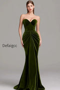 olive-sweetheart-velvet-mermaid-ruched-long-corset-formal-dress