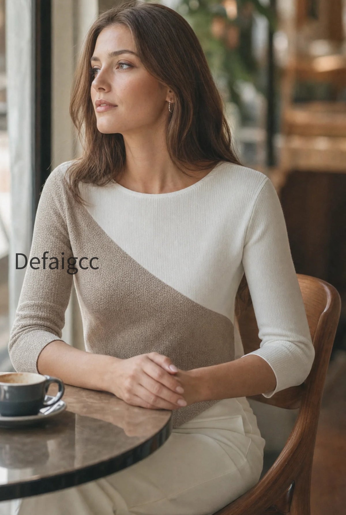 asymmetric-color-block-3-4-sleeve-knit-top