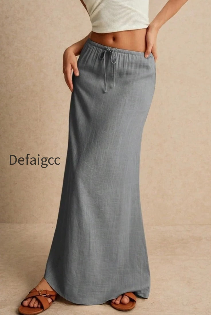 solid-drawstring-maxi-skirt