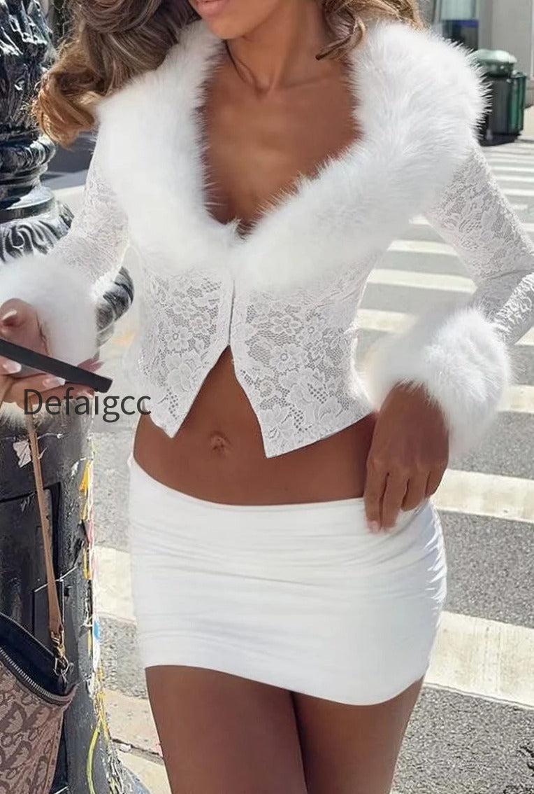 sexy-fleece-patchwork-lace-long-sleeve-two-piece-set