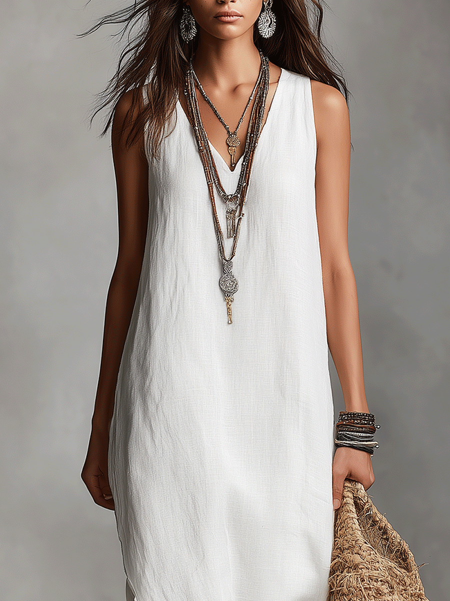 chic-white-sleeveless-v-neck-maxi-dress