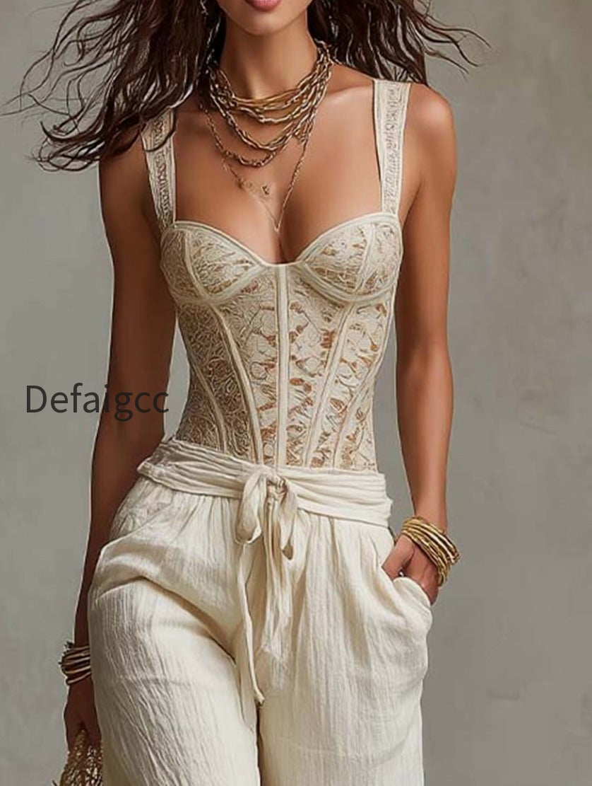 bohemian-lace-corset-cotton-wide-leg-pants-two-piece-set