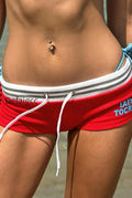 contrast-stripe-letter-bodycon-shorts