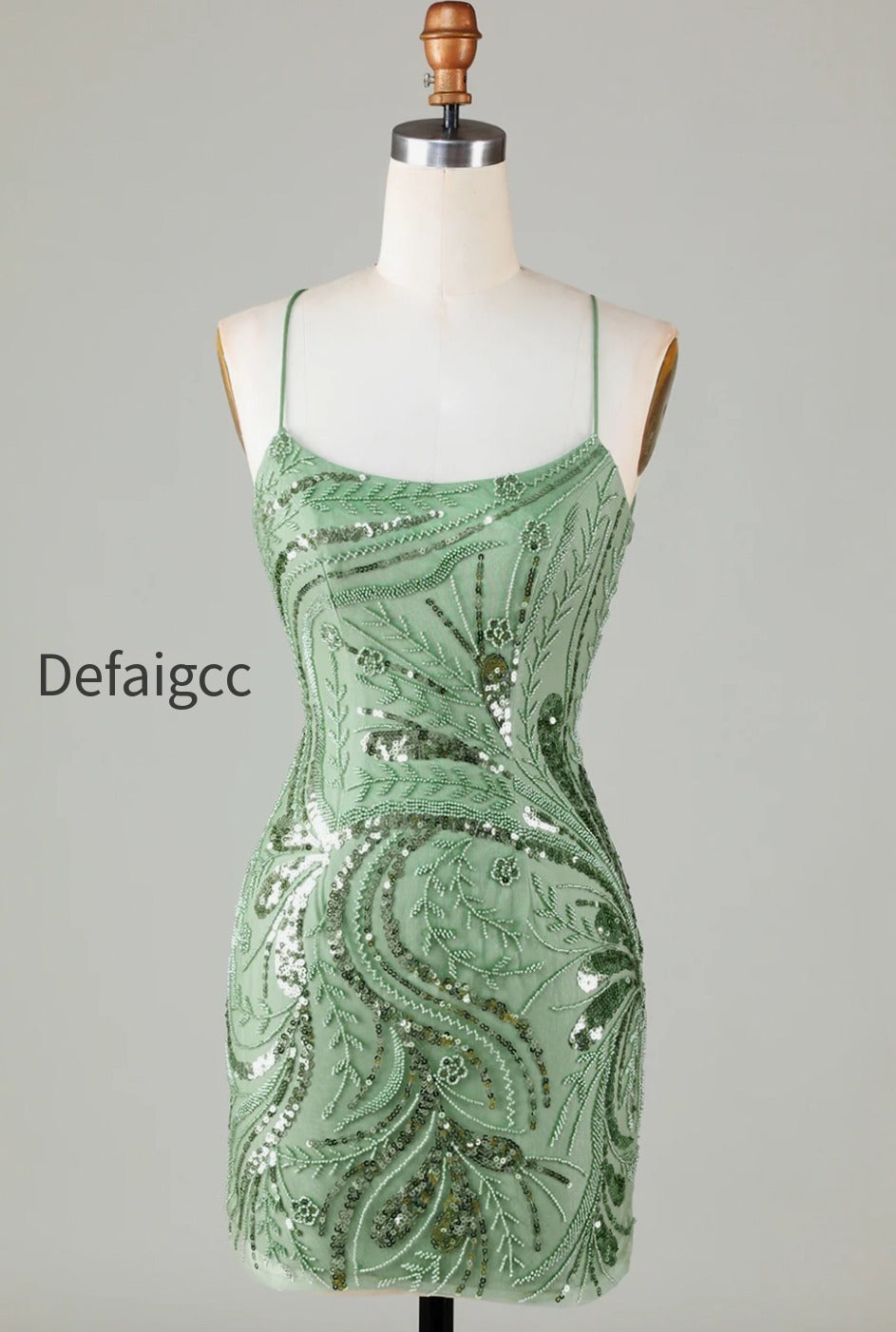 green-spaghetti-straps-tight-glitter-homecoming-dress-with-beaded