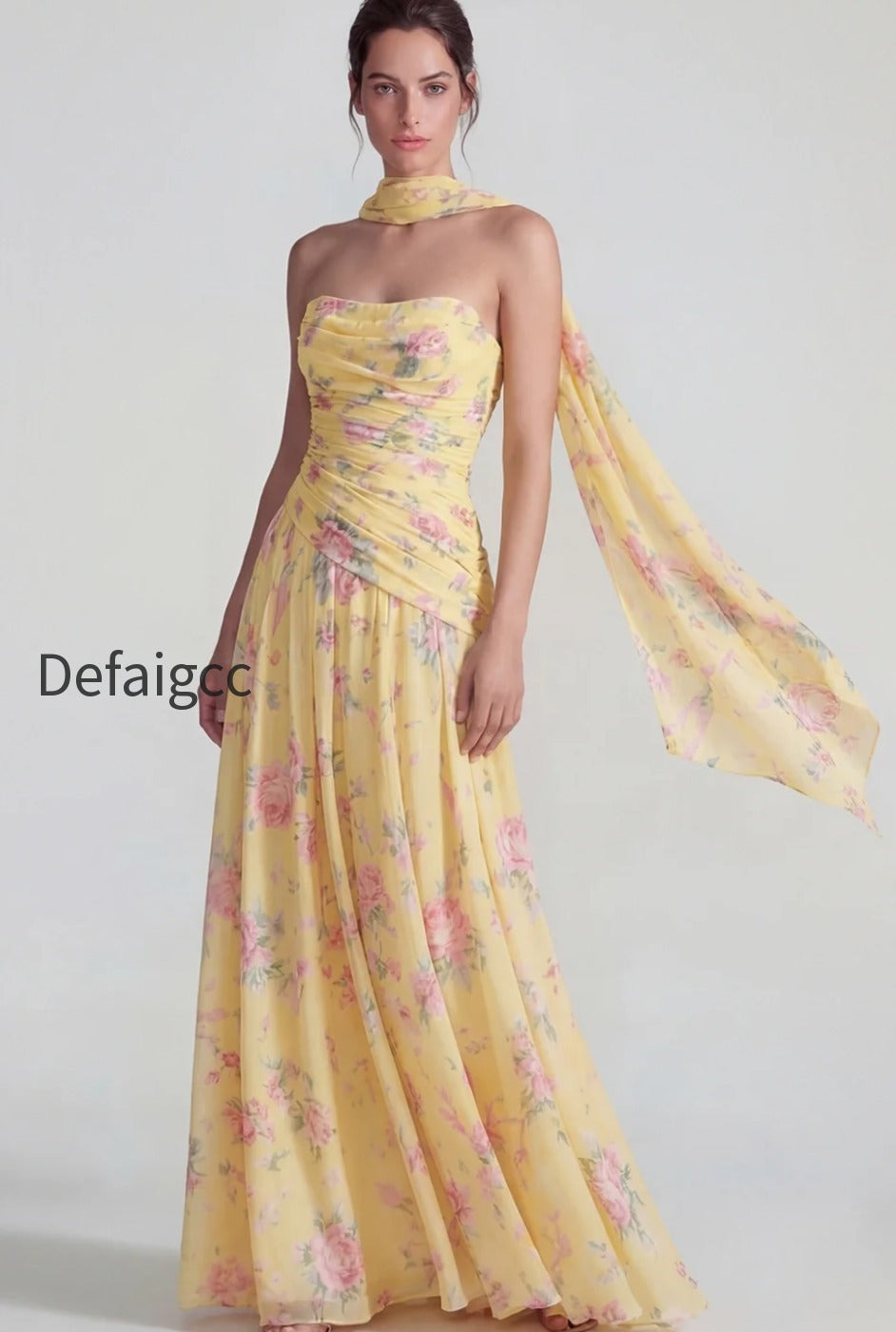 flower-blue-pink-neck-scarf-a-line-long-wedding-guest-dress