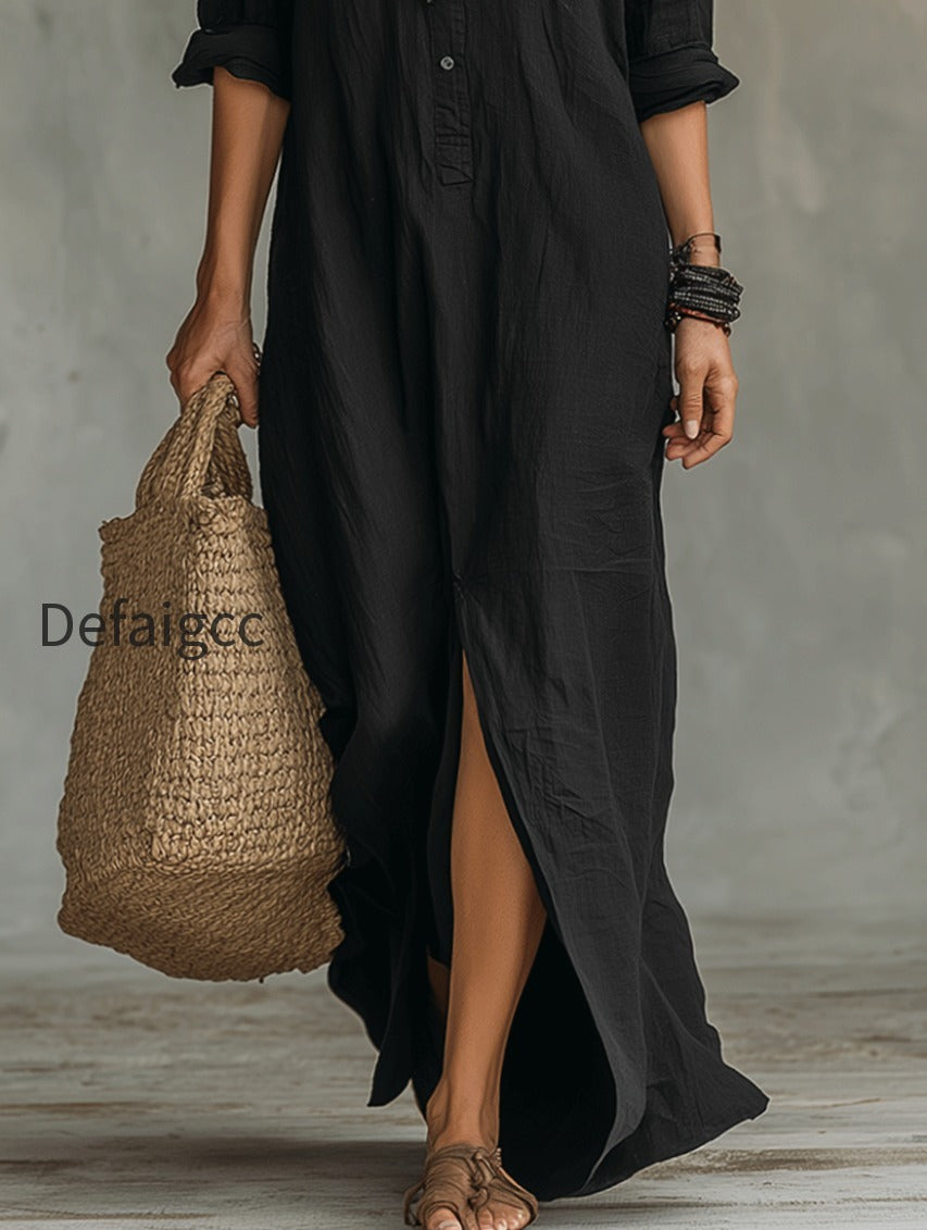 black-button-front-bohemian-shirt-maxi-dress-qwvg